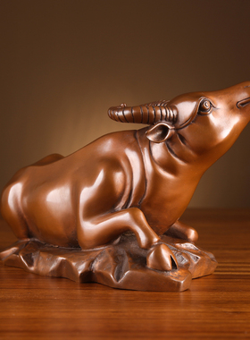 铜欣祥 紫铜生肖牛 家居装饰品招财铜水牛开业礼品办公室摆件