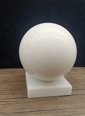 天然玉石球白玉圆球带玉石底座客厅办公室装饰品乔迁开业送礼品