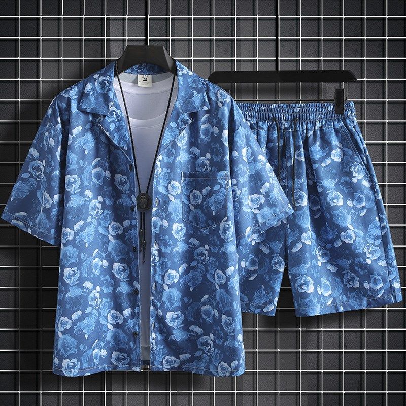 古巴领短袖花衬衫男海南三亚夏威夷海边度假旅游情侣沙滩短裤套装,淘宝优惠券,粉丝福利购,淘宝优惠卷