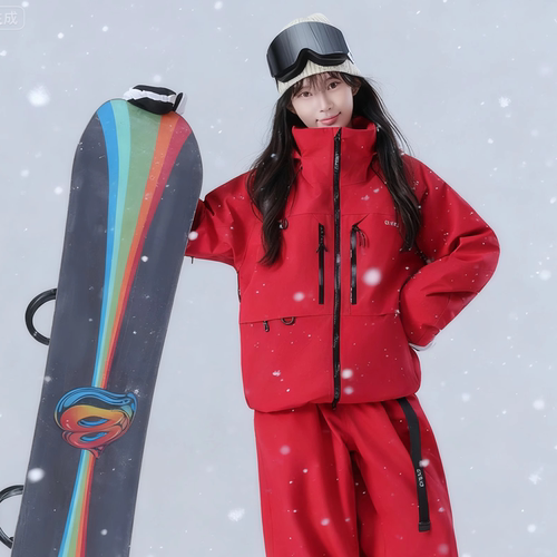 CXKA滑雪服套装女男款单板防水加厚全压胶专业雪服衣裤套装3L美式 - 图0