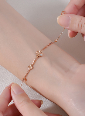 纯银幸运四叶草手链女生轻奢精致