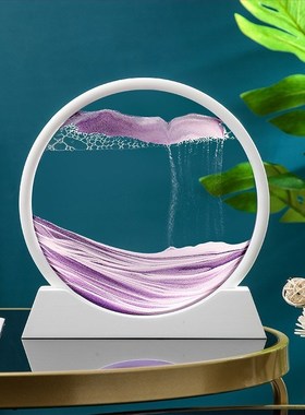 厂家新款圆流沙画玻璃工艺礼品创意家居装饰立体艺术文化沙漏