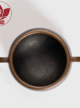 庆松堂苏工铜炉名家胡庆松制深腹截耳炉复古紫铜小号熏香