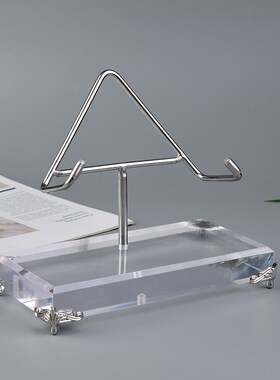 水晶矿物矿标展示架矿石心形底座金属展示支架