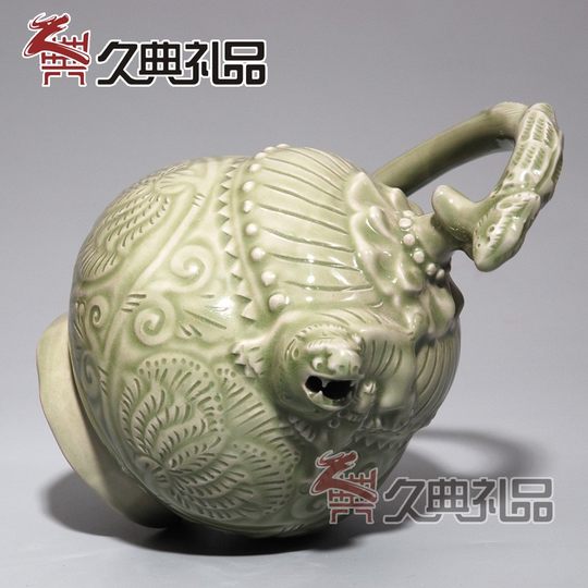 陕西特色工艺品铜川耀州瓷 单件倒装壶 酒具实用商务外事礼品