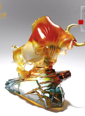 生肖牛琉璃工艺品办公室桌面客厅招财装饰品店铺业商务礼品
