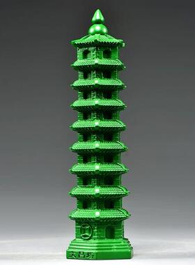 绿色木雕九层文昌塔摆件实木十三层文昌塔家居玄关装饰红木工艺品