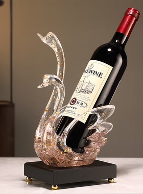 新中式蓝色天鹅葡萄酒柜酒架高级感好看的红酒架餐厅前台装饰摆件