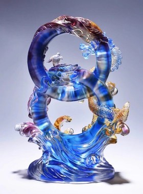 威弗列德客厅上档次寓意好的结婚礼物送新人新婚贺礼琉璃龙凤摆件