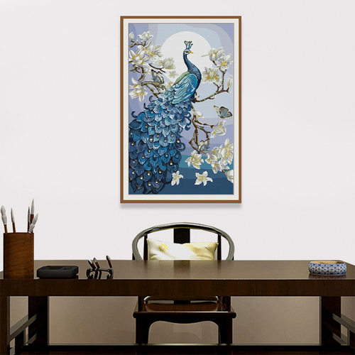 NKF新款十字绣动物系列孔雀吉祥DIY刺绣材料包客厅装饰画 - 图0