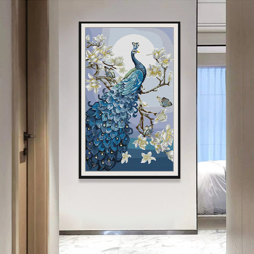 NKF新款十字绣动物系列孔雀吉祥DIY刺绣材料包客厅装饰画 - 图1