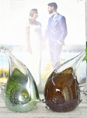 小动物摆件玻璃神仙鱼纯手工吹制桌面隔断现代客厅创意装饰工艺品