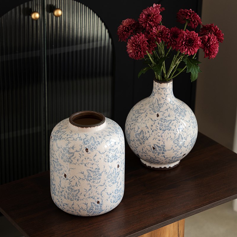 陶瓷花瓶斑驳仿古做旧青花瓷高级感复古客厅干花插花家居艺术摆件 - 图3