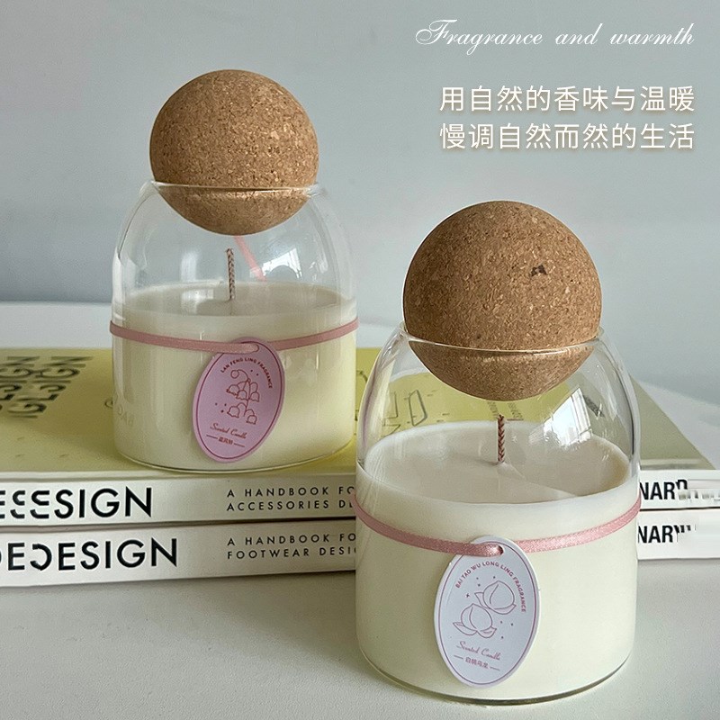 罐子香薰蜡烛杯大豆蜡圆球软木塞玻璃罐容器摆件无烟扩香创意摆台 - 图2