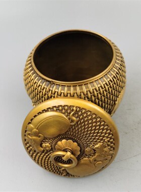 仿古工艺品e黄铜存钱罐五牛图储物罐茶叶罐多功能中药存储罐摆件