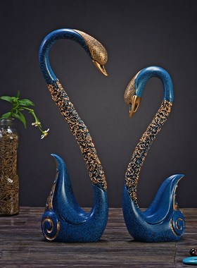 创意家居天鹅摆件家居客厅酒柜装饰品摆设工艺品简约X现代结婚礼
