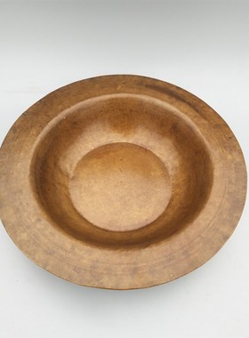 纯铜加宽加厚铜盆摆件水盆火盆烧纸盆老黄铜手工打造风水家居用品