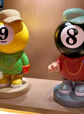 发光桌球黑8模型玻璃钢雕塑台球厅俱乐部店铺P门口壁挂装饰大摆件