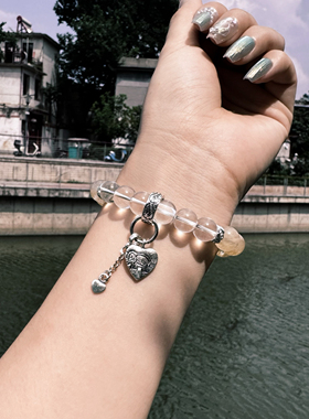 喜饰茶西瓜黄金发白水晶手链手工藏银爱心吉祥大象吊坠闺蜜礼物