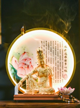 自在观音佛像家居供奉木雕观音菩萨观自在观世音神像中式禅意摆件