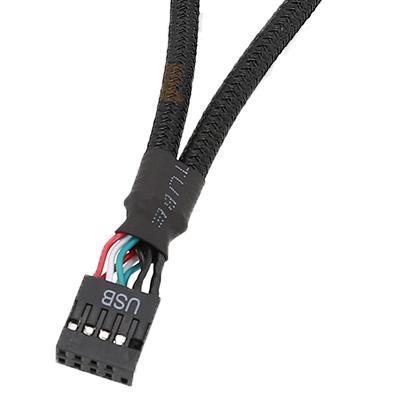 主板USB2.09针转双9针一分二9PIN转双9USB屏蔽线编网黑色注塑 - 图0
