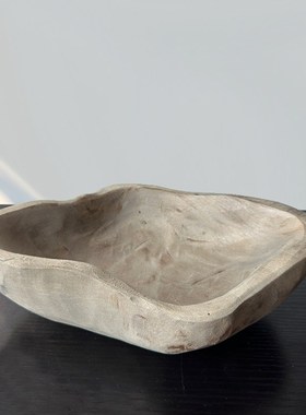 侘寂风实木船形果盘复古做旧干果盘民宿餐桌高级感托盘装饰