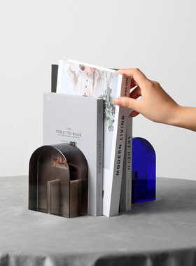 现代简约水晶书档书靠小摆件客厅书房办公室桌面书柜创意软装饰品