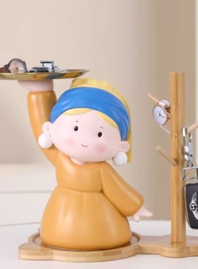 进门玄关钥匙收纳摆件戴珍珠耳环少女创意客厅酒柜装饰品乔迁礼物