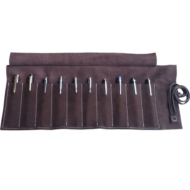 钢笔收藏袋10支装牛皮卷笔帘创意真皮大容量保护套笔袋复古收纳包,淘宝优惠券,粉丝福利购,淘宝优惠卷