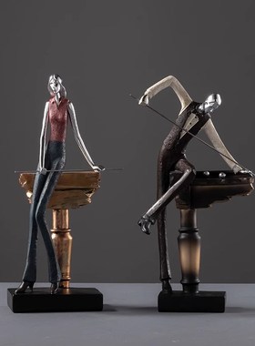 创意客厅玄关人物桌球运动摆件台球厅酒柜电视高档轻奢吧台装饰品