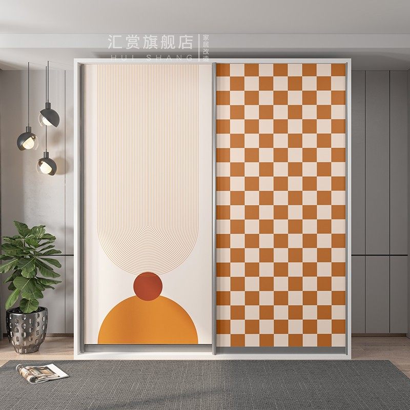 橙色猫咪推拉门纸大门墙纸玻璃门家具翻新改造壁纸,淘宝优惠券,粉丝福利购,淘宝优惠卷