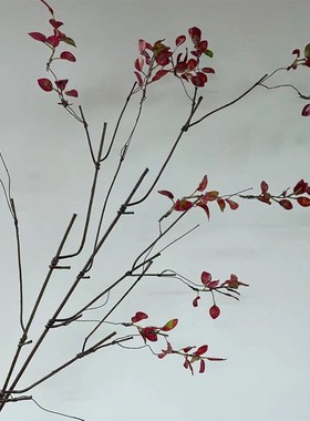 仿真榕树叶枯枝插假树枝装饰客厅秋色干枝艺人造