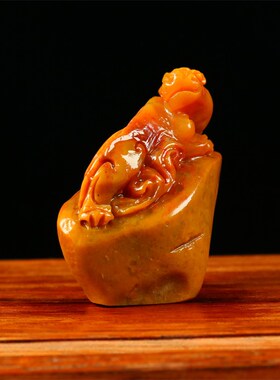 珍品田黄瑞兽呈祥印石v闲章篆刻收藏章 寿山石田黄青田石