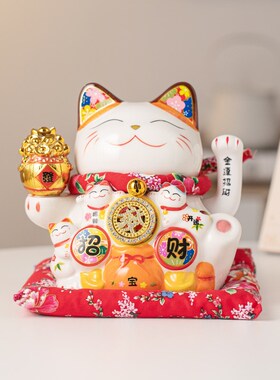 摇手招财猫摆件开业小q号店铺收银台前台家居客厅装饰乔迁新居礼