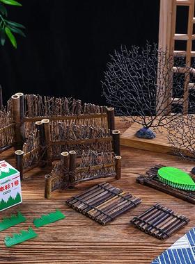 刺身摆盘竹排装饰品火锅牛肉摆盘装饰海鲜姿造竹篱笆烤肉盘饰道具