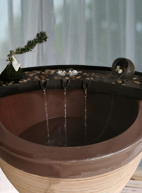 鱼缸流水器循环养鱼水系统流水板假山庭院造景水缸小喷泉