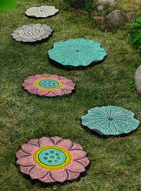 庭院园布置步町小院景观草坪脚踏石民宿装饰室外造景汀步石