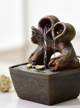 迷你可爱的创意家里家居假山流水喷泉客厅摆设小装饰品摆件工艺品