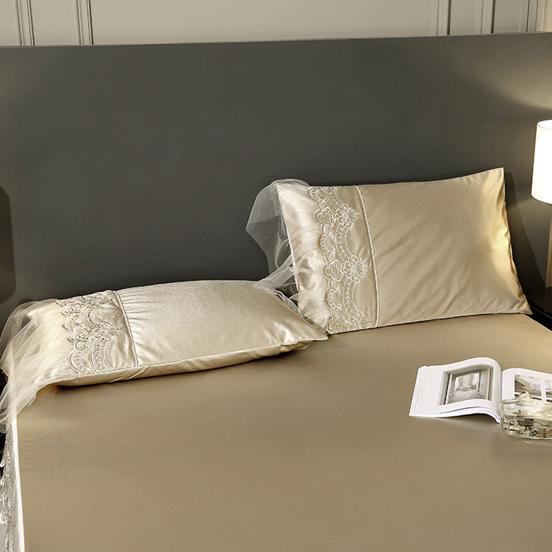 欧式床裙式床罩纯色刺绣蕾丝纱花边床单1.5米1.8x2.0床套夏季防滑,淘宝优惠券,粉丝福利购,淘宝优惠卷