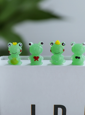 网红创意小青蛙组合玻璃车载摆件日式手作可爱小动物家居装饰摆件