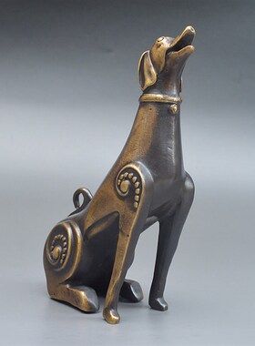 纯铜生肖狗摆件全黄铜复古哮天犬摆设办公室书桌桌面装饰工艺礼品