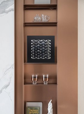 轻奢中式银纹现代样板间展示柜陈列搭配装饰艺术皮革贴片挂画装饰