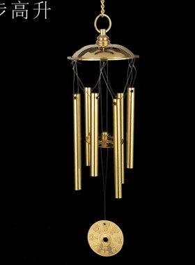 黄铜六管风铃金属管铜管客厅阳台大门口玄关新房搬家入住乔迁挂饰