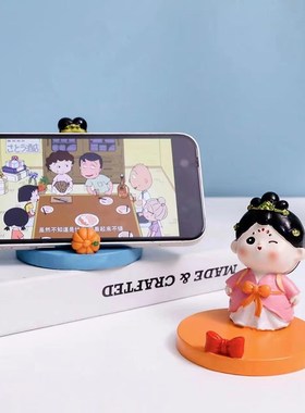可爱手机支架唐代仕女宫女治愈系工位桌面装饰品创意小摆件中国风