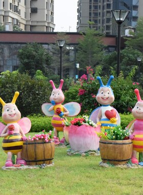 花园庭院装饰卡通人物创意花缸摆件户外幼儿园林景观雕塑布置小品