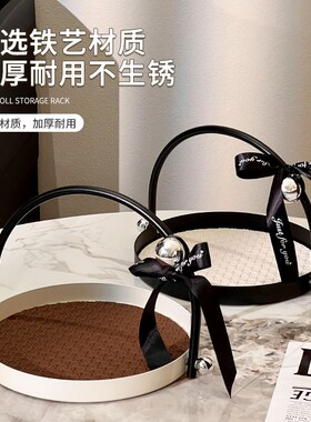 尊慕斯复古风手提铁艺托盘客厅玄关台面钥匙装饰摆件大容量收纳盘