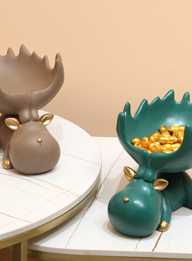 北欧轻奢平安鹿门口玄关鞋柜放钥匙收纳摆件客厅酒柜乔迁新居礼物