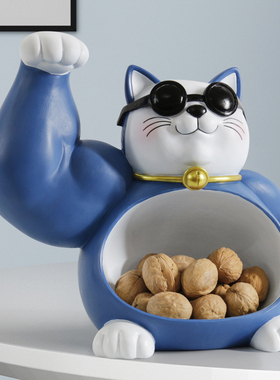 麒麟臂招财猫入户玄关进门钥匙收纳托盘装饰开业搬家礼物高档摆件