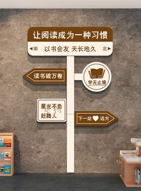教室阅读区布置贴纸 绘本馆文化标识提示牌 环创览室墙贴装饰