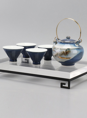 新中式陶瓷茶具套装家用禅意茶壶茶盏托盘样板房客厅软装饰品摆件